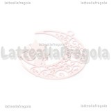 Ciondolo Filigrana Gatti su Luna in ottone smaltato rosa 25x20mm