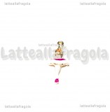 Ciondolo Ballerina 3D in metallo dorato smaltato 23x9mm
