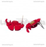 Orecchini Ibiscus a perno in metallo smaltato rosso 20x17mm