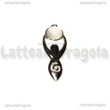 Ciondolo Dea Madre in metallo argentato con Quarzo Ialino 45x16mm