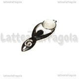 Ciondolo Dea Madre in metallo argentato con Quarzo Ialino 45x16mm