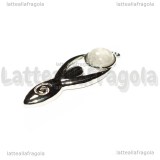 Ciondolo Dea Madre in metallo argentato con Quarzo Ialino 45x16mm