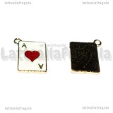 Charm Asso di Cuori in metallo dorato smaltato 19x14mm