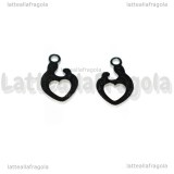 Charm Cuore Genitore Figlio in Acciaio Inox 13.8x8.2mm