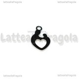 Charm Cuore Genitore Figlio in Acciaio Inox 13.8x8.2mm