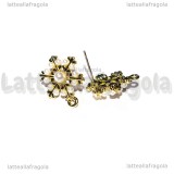 Perni Fiocco di Neve in metallo gold plated con perle acriliche 20x14mm
