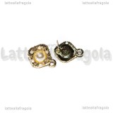 Perni Rombo in metallo gold plated con perle acriliche 16x13mm