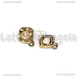 Perni Rombo in metallo gold plated con perle acriliche 16x13mm