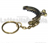 Chiusura Clic clac con portachiavi in metallo color bronzo 3.5x4.0cm