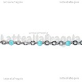 1 Metro Catena Rosario Azzurro Smaltato in Acciaio Inox 2.5x2mm