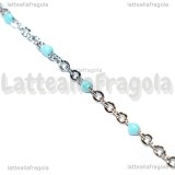 1 Metro Catena Rosario Azzurro Smaltato in Acciaio Inox 2.5x2mm