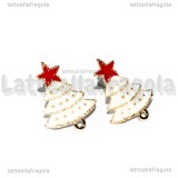 Orecchini a perno Albero di Natale in metallo dorato smaltato 22x16mm