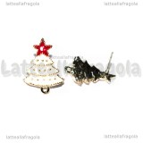 Orecchini a perno Albero di Natale in metallo dorato smaltato 22x16mm