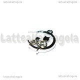Ciondolo Gatti su Luna in metallo argentato con strass 22x16mm