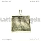 Base Quadrata in metallo argento antico per cammei 25mm