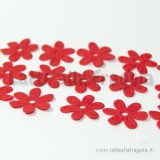 5 fiorellini in poliestere rosso 14mm