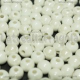 5 Perle in Ceramica Bianca 6mm