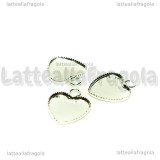 Ciondolo base Cuore 12mm in rame silver plated