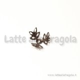 Coppia di coppette copriperla con foglie color rame 14mm