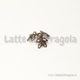 Coppia di coppette copriperla con foglie color rame 14mm