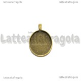 Base Ovale in metallo color bronzo per cammei 25x18mm