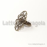 Base anello con piastra filigranata color bronzo 30x20mm
