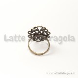 Base anello con piastra filigranata color bronzo 30x28mm