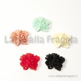5 Cabochon mazzo di fiori in resina colori misti 16mm