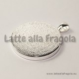 Base tonda Silver Plated 41x33mm per cammei 30mm