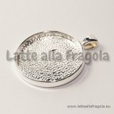 Base tonda Silver Plated 41x33mm per cammei 30mm