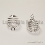 Ciondolo a spirale per pietre e perle in rame silver plated  20x25mm