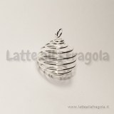 Ciondolo a spirale per pietre e perle in metallo silver plated  20x25mm