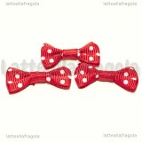 Fiocco Rosso a pois bianchi in poliestere 30x15mm