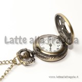 Orologio apribile color bronzo Alice in Wonderland 26mm con collana 80cm
