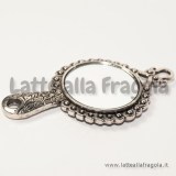 Ciondolo specchio argento antico double face 60x32mm