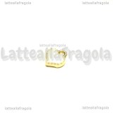 Charm Cuore in metallo dorato smaltato bianco 8x7.5mm