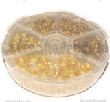 Scatola 1070 anellini brisè in metallo gold plated misure 4-10mm