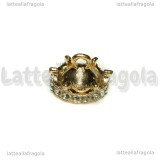 Coppetta Corona con strass in metallo dorato 17x11mm