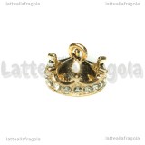 Coppetta Corona con strass in metallo dorato 17x11mm