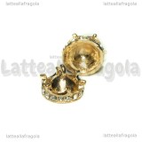 Coppetta Corona con strass in metallo dorato 17x11mm
