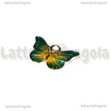 Ciondolo Farfalla in metallo dorato smaltato Tiffany Giallo 13.5x18mm