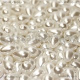 20 Perle a goccia in vetro cerato bianco 7x5mm