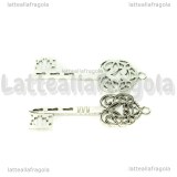 Ciondolo Chiave in metallo argento antico 60x22mm