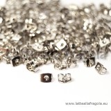 100 pezzi (50 paia) Farfalline per orecchini in metallo toni argentati 5x4mm