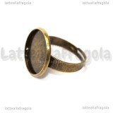 Base anello in metallo color bronzo con base cammeo 16mm