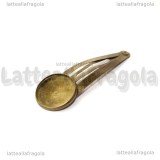 Fermaglio per capelli in metallo color bronzo con base cammeo 16mm