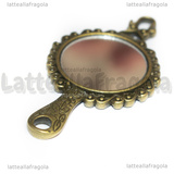 Ciondolo Specchio in metallo color bronzo 60x32mm