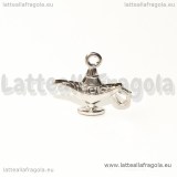 Charm double-face Lampada di Aladino in metallo argentato 22x18mm
