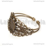 Bracciale rigido in ottone color bronzo filigrana e base cammeo 20mm