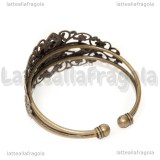 Bracciale rigido in ottone color bronzo filigrana e base cammeo 20mm